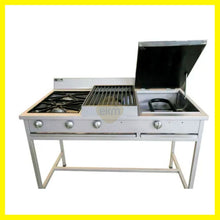 Cargar imagen en el visor de la galería, Estufa Industrial con 2 hornillas, comal y parrilla churrasquera