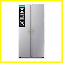 Cargar imagen en el visor de la galería, REFRIGERADORA HISENSE SIDE BY SIDE 16 PIES CUBICOS COLOR GRIS DOBLE PUERTA