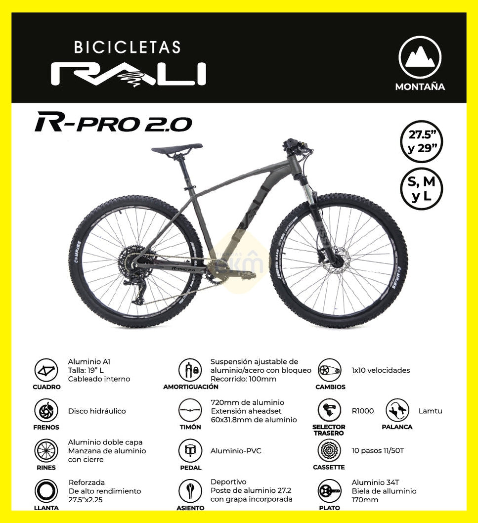 Bicicleta Rali R-Pro 29 Pulgadas Hombre Freno Disco Hidraulico 1X10V Rpro  2.0 : Precio Costa Rica