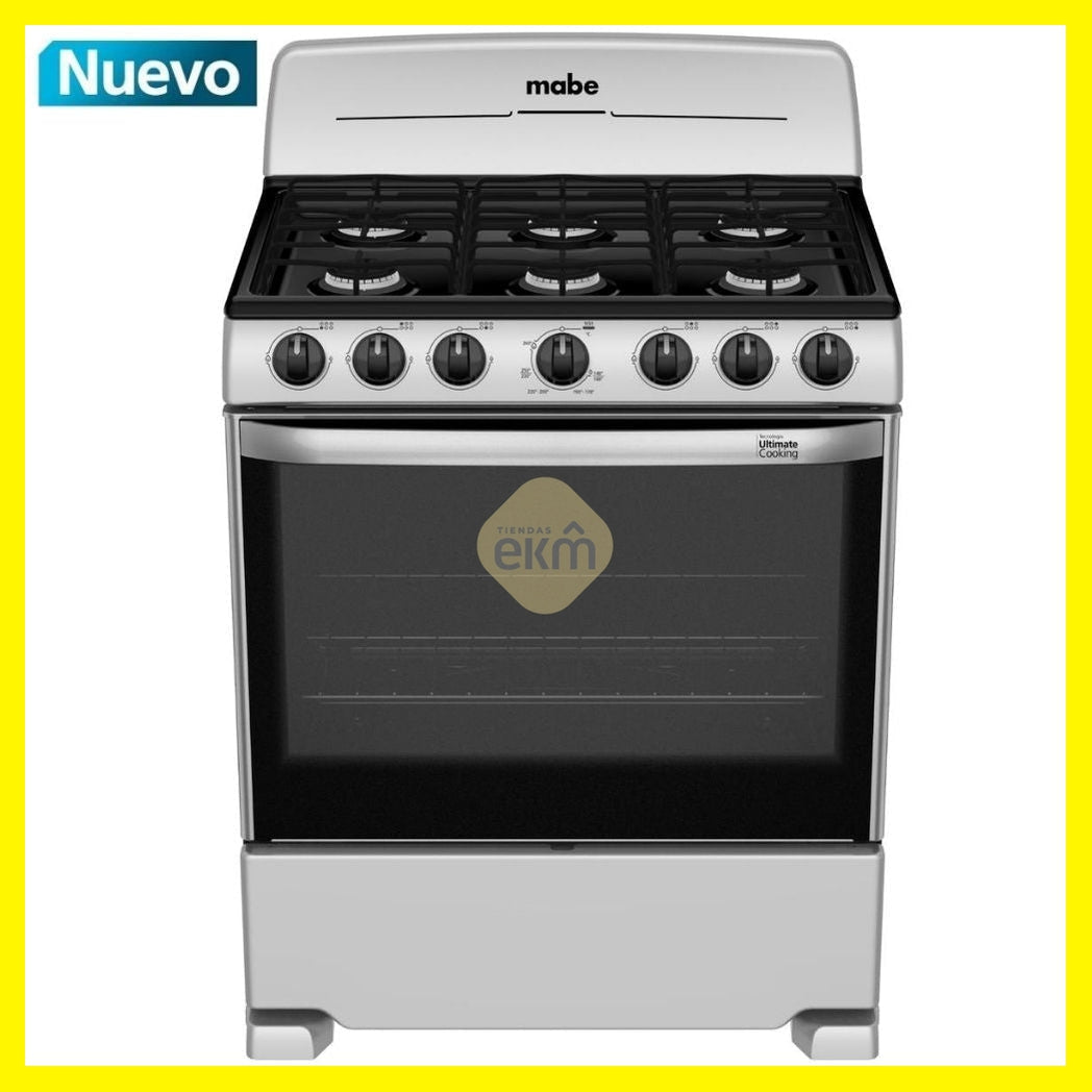 Estufa Mabe 6 quemadores con horno color plata